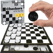 Queensell Large Checkers Board Game & 3Tic Tac Toe Game for Kids and Adults