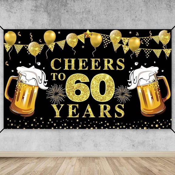 Large Cheers to 21-70 Years Banner Backdrop, Black Gold Happy 21-70th Birthday Decorations, 21-70 Anniversary Photo Background Poster Sign Party Supplies(72.8 x 43.3 inch)