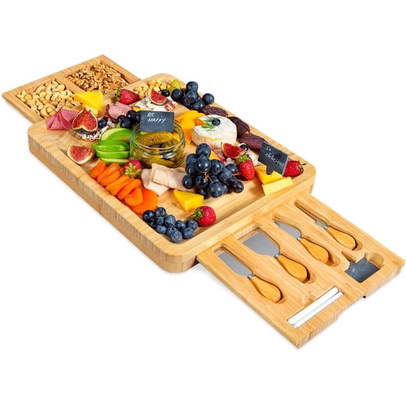 Large Cheese Board Set Bamboo Charcuterie Serving Platter