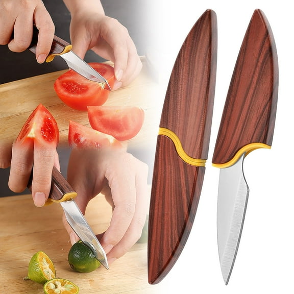 Large Chef Knife,2 In 1 – Compact Everyday Companion For Outdoor & City Wooden Fish Double Fruit Stainless Double Headed Portable 2 In 1 Small Fruit Peelin
