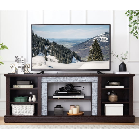 Large Cherry TV Stand | Fits Up to 75'' TVs with Ample Storage | Home Entertainment Center