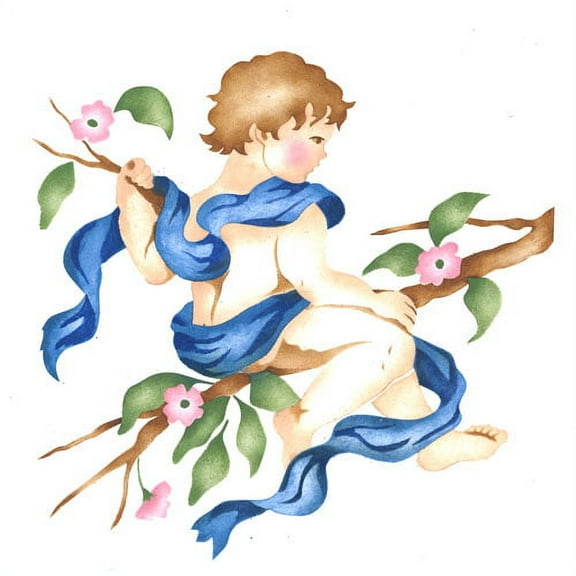 Large Cherub in Profile Wall Stencil SKU #1927 by Designer Stencils