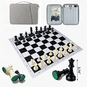 Large Chess Set 43cm/16.93" Board with 32 Resin Pieces & Portable Storage Bag, Educational Intellectual Chess for Family, Outdoor & Travel