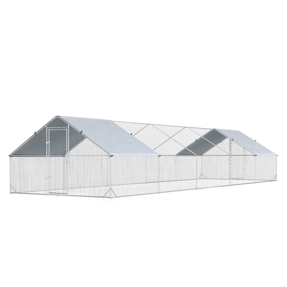 Large Chicken Coop 33' x 10', Outdoor Poultry Cage with Cover