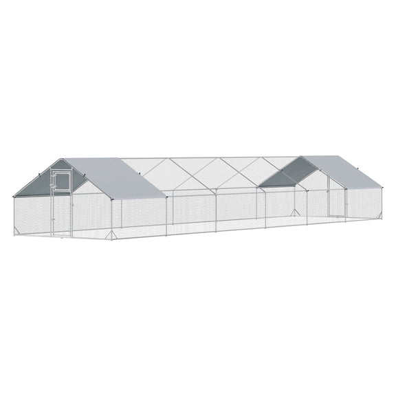 Large Chicken Coop 39x10x6.4ft, Metal Run with Cover