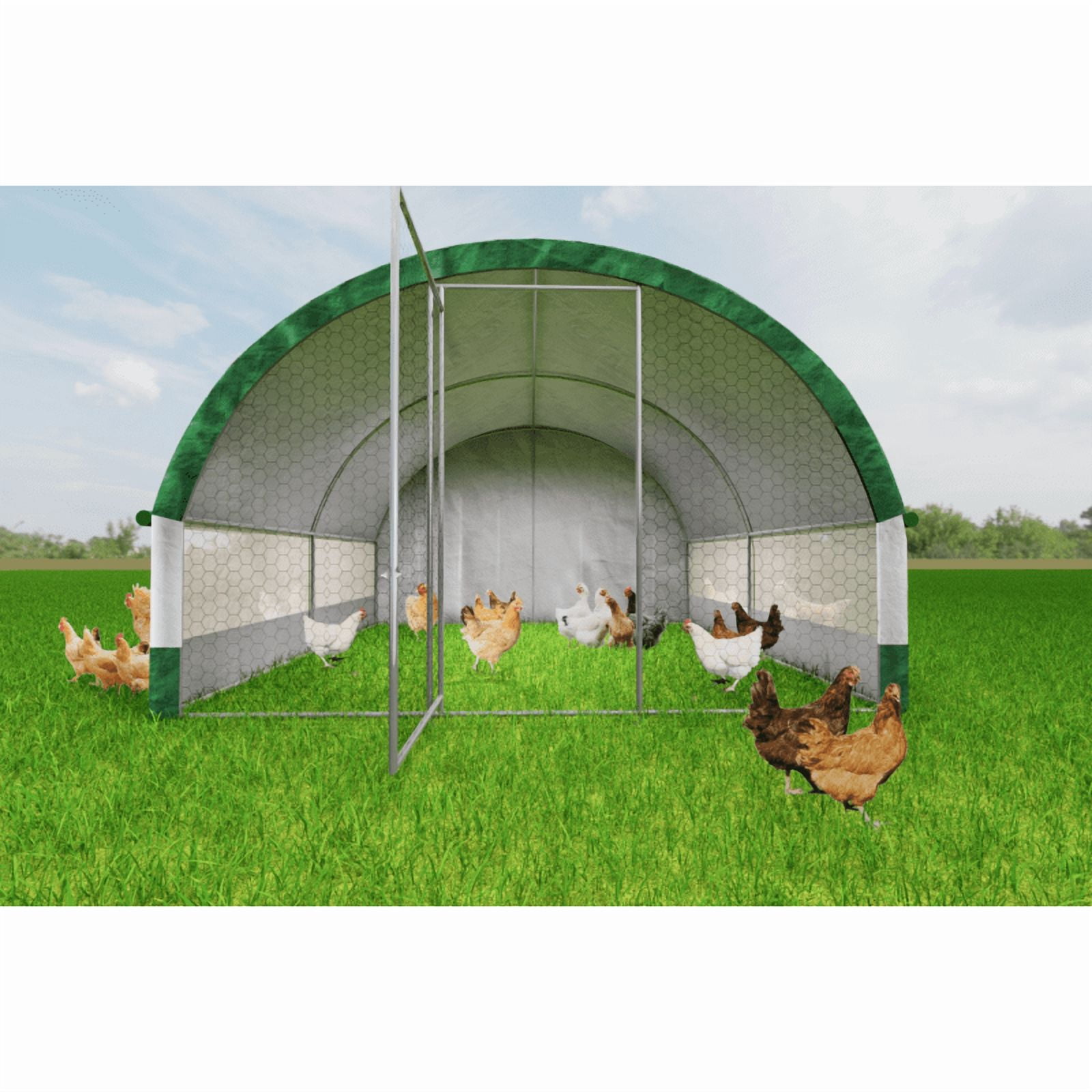 Large Chicken Coop Metal Chicken Run Dome Shape Walk-in Fence Chicken ...