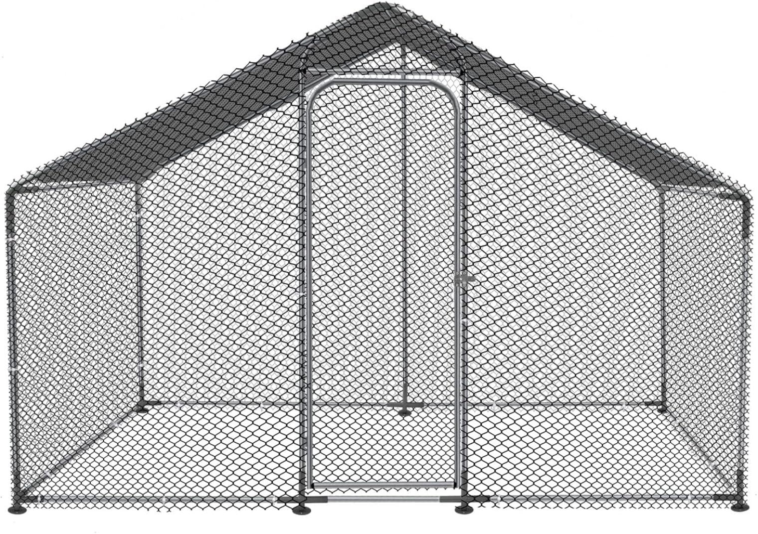 Polar Aurora Enlarged Metal Chicken Coop Hen Chicken Run House Walk-in