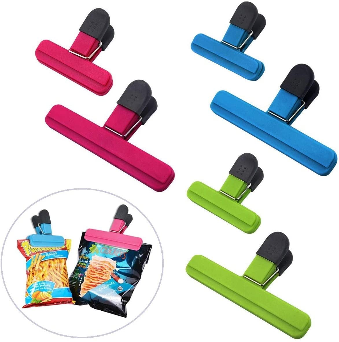 Spree [big Save!] Large Plastic Chip Food Clips Bag Sealing Clips with Good Grips Plastic Heavy Duty Air Tight Seal Grip Assorted Colors for Coffee Potato