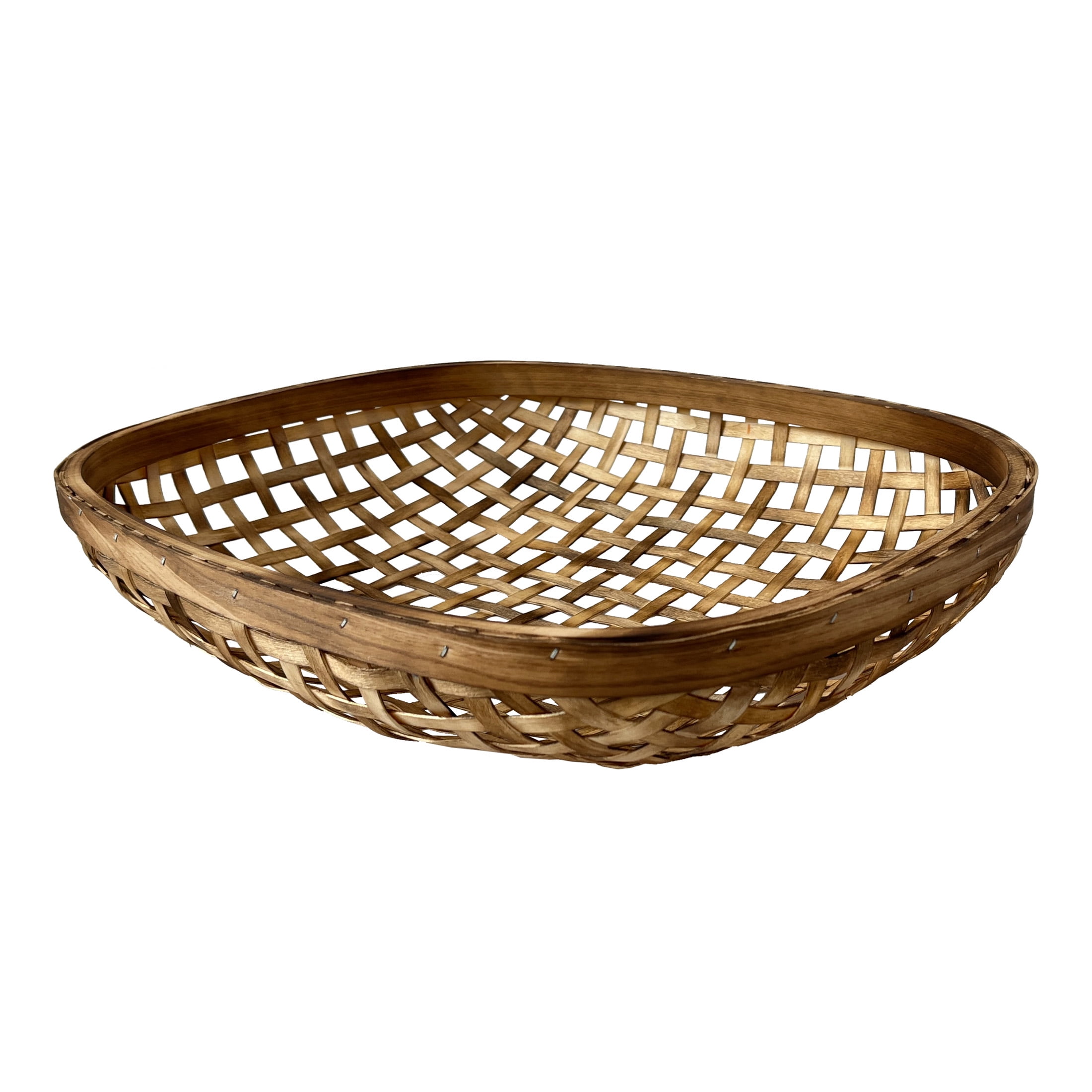 Large Light Brown Chipwood Basket for Rustic Home Décor