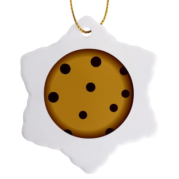 3drose, Large Chocolate Chip Cookie Cartoon, 3 inch Snowflake Porcelain Ornament