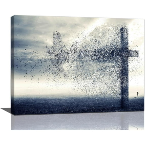 Large Christian Cross Wall Art Cross Dove Pictures Decor Religious Poster Canvas Painting Print Catholic Faith Modern Home Decor Artworks Framed Living Room Bathroom Bedroom Church 12''x16''