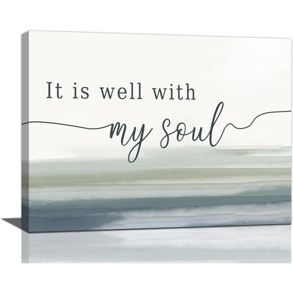 Large Christian Wall Art It Is Well With My Soul Pictures Wall Decor Bible Verse Canvas Painting Print Modern Home Decor Artworks Framed for Living Room Bathroom Master Bedroom Sign Church 16"x12"