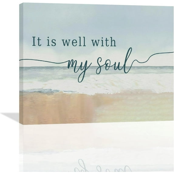 Large Christian Wall Art It Is Well With My Soul Pictures Wall Decor Bible Verse Canvas Painting Print Modern Home Decor Artworks Framed for Living Room Bathroom Master Bedroom Sign Church 20"x16"