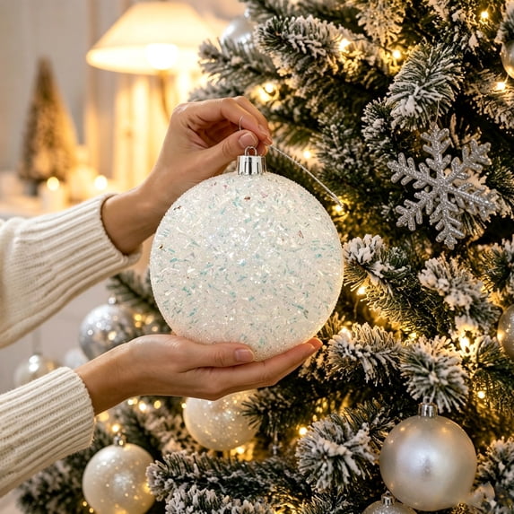 Large Christmas Ball Ornaments, Christmas Tree Decorations Christmas Decorations, Glitter Shatterproof Plastic Decorative Ball Pendants for Holiday Wedding Party