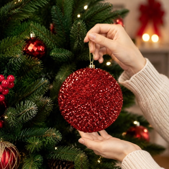 Large Christmas Ball Ornaments, Christmas Tree Decorations Christmas Decorations, Glitter Shatterproof Plastic Decorative Ball Pendants for Holiday Wedding Party