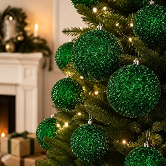 Large Christmas Balls Ornaments,5.9" Sparkly Shatterproof Christmas Tree Ornaments Sequin Glitter Xmas Decorations for Holiday & Winter Xmas Party Decor,1Pcs(Green)