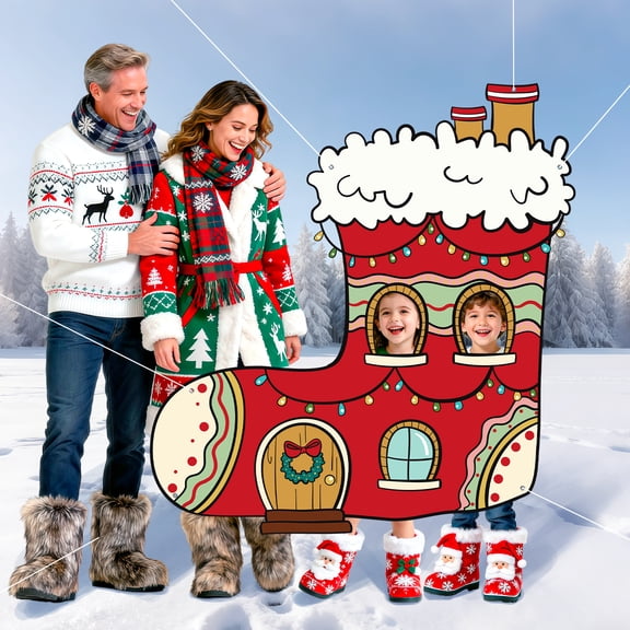 Large Christmas Banner Gingerbread House Photo Booth Props - Fabric Backdrop, Door Banner Decorations for Winter Xmas Holiday Party Photo Background Decor