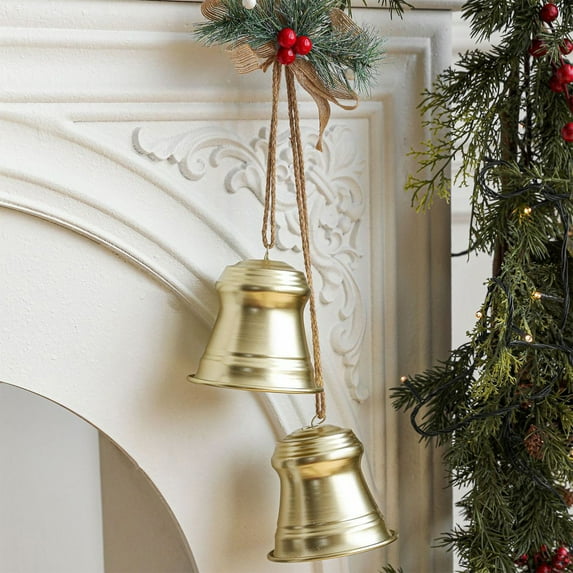 JMKQLZ Classic Iron Christmas Bell Ornaments - Traditional Holiday Decor with Elegant Design for Tree, Door and Wall Decoration