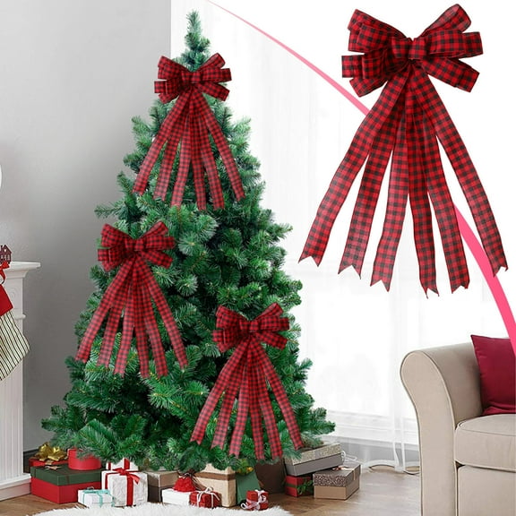 Large Christmas Bow Decoration - 3D Festive Bow, Wrinkle-Resistant Decor for Christmas Tree, Doors, Walls & Holiday Home Decoration (1Pc)