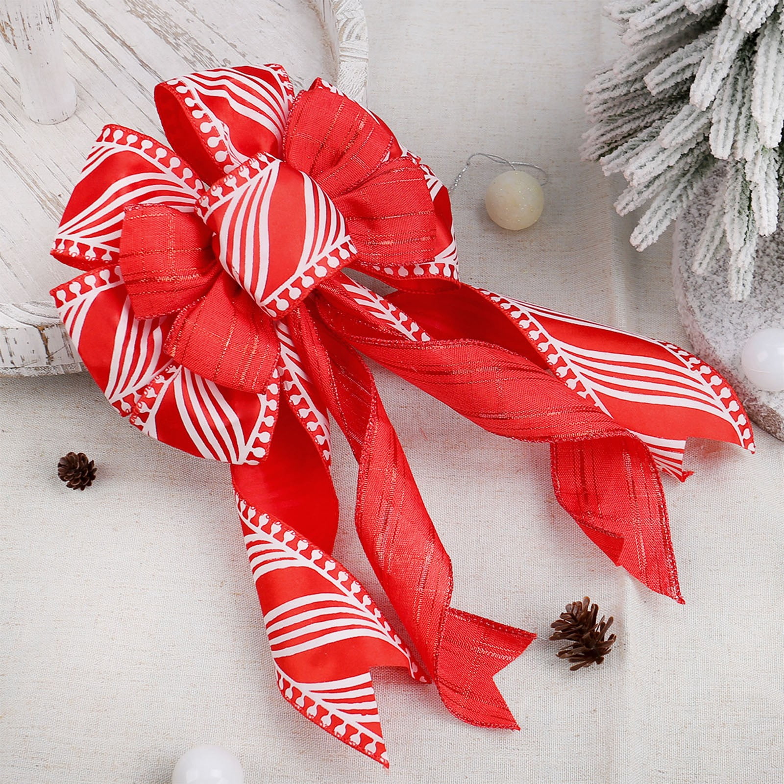 Large Christmas Bow Decorations for Tree & Gifts | 14.37x7.87 Inch