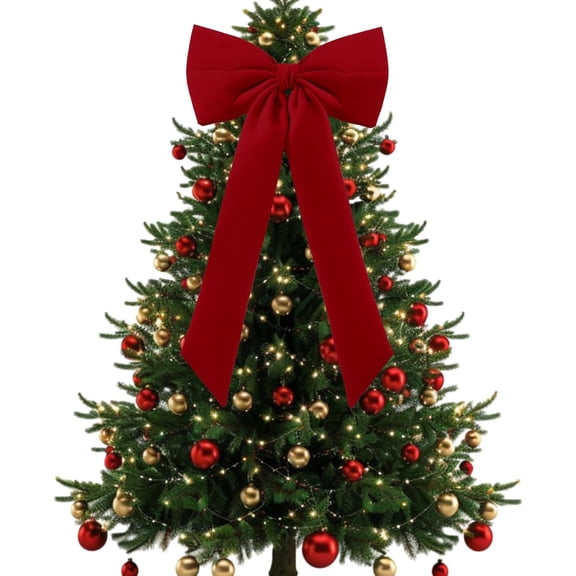 Large Christmas Bow Ornament 15x30 Inch Velvet Giant Wreath Bows Xmas Tree Topper Ribbon Hanging Bows for Christmas Holiday Home Wall Outdoor Indoor Party Garland Crafts Decoration(Red)