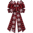 thumbnail image 1 of Large Christmas Bow for Wreath, Red Black Buffalo Plaid Bows for Front Door Wall Fence Decor, Snow Wreath Bow Tree Topper for Winter Party Decoration Supplies, 1 of 14