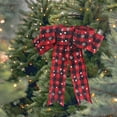 thumbnail image 1 of Large Christmas Bows for Wreath,Christmas Red Black Buffalo Plaid Burlap Wreath Bows,Winter Holiday Snowflake Craft Ribbon Bow Xmas Tree Topper Bows for Front Door Christmas New Year Decorations, 1 of 7