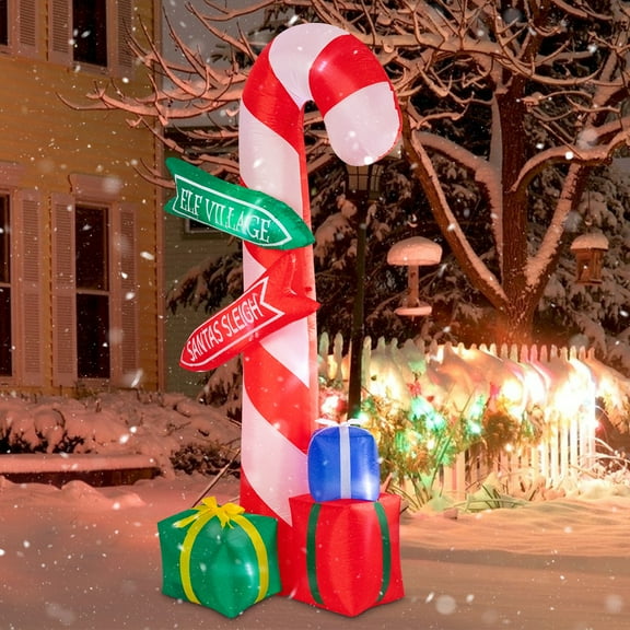 Large Christmas Candy Cane Inflatables-Christmas Inflatables Gift Box Indoor Outdoor, Christmas Candy Cane & Gift Box With LED Light,Suit for Indoor Outdoor Yard Garden Patio Decoration
