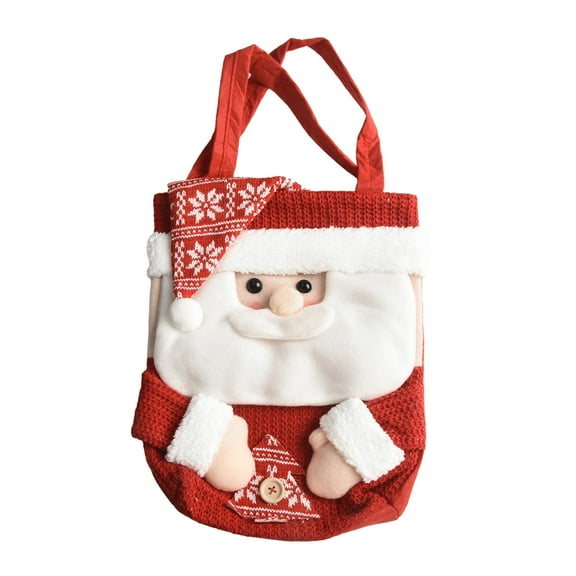 Large Christmas Candy Present Bag: Sturdy Felt & Knit Material, For Versatile Use