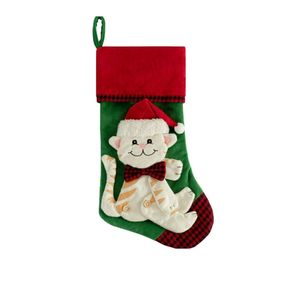Large Christmas Cats & Dogs Stocking, Cartoon Pet Holiday Ornament for Christmas Tree, Fireplace, Wall, Door, Gift Holder for Kids & Pets