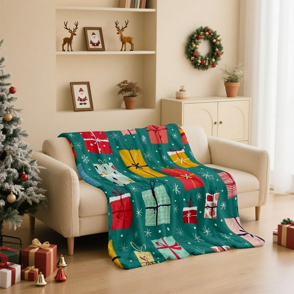 Large Christmas Flannel Blanket Extra Soft Plush Throw for Bed Couch Decor Holiday Season Gift 51x39 Inches Cozy Warmth