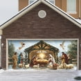 thumbnail image 1 of Large Christmas Garage Door Cover 16x7 ft, Polar Express Snowman Garage Door Banner Decor, Vintage Believe Train Backdrop for Outdoor Indoor Xmas Eve Wall Decor, 1 of 5