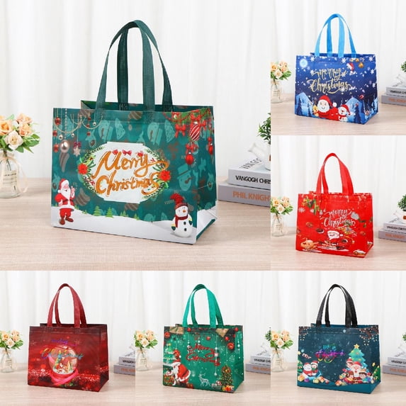Large Christmas Gift Bags-8pcs Non-Woven Tote Bags with Handles Large Szie Merry Christmas Gift Wrap Xmas Holiday Party Favor Supplies