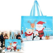 Large Christmas Non Woven Tote Bags,Laminated Reusable Handheld Bags,12.59X9.84X6.69" Foldable Holiday Carry Bags,Portable Gift Packaging Bags,Sturdy Shopping Sacks for Gift Wrapping,Retail Storage