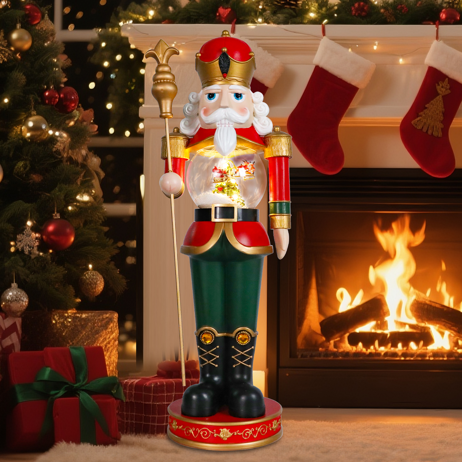 Large Christmas Nutcracker Christmas Tree Autorotation Elk Santa Claus King Electric Tabletop Ornament Sturdy Wooden Nutcracker King Snow Global Buil: Quick Guide for Smart Shoppers