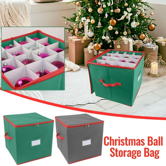 Large Christmas Ornament Storage Box with 64 Compartments for Holiday Decorations, Durable Plastic Organizer with Sesolution Lids for Easy Stacking and Protection, Perfect for Seasonal