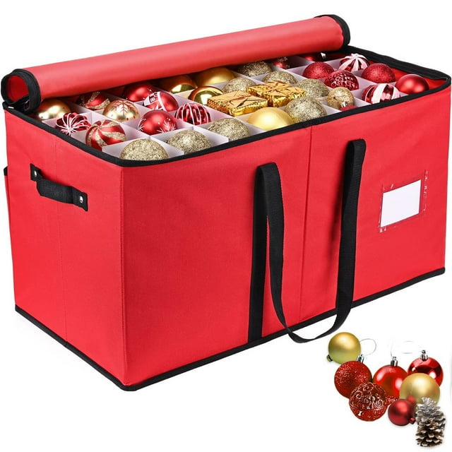 Large Christmas Ornament Storage Box Stores 128 Ornaments W/Dividers
