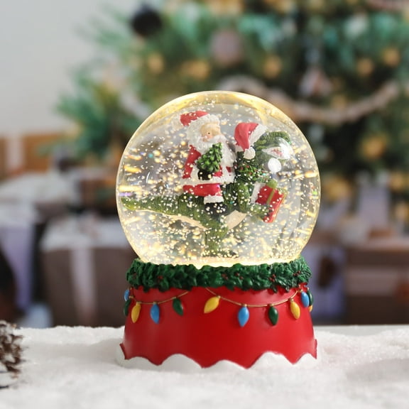 Large Christmas Snow Globe Water Globe With Music Box Indoor decoration,Adorable Resin Santa Claus Dinosaur , Gifts For Chirldren/Adults