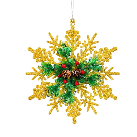 Large Christmas Snowflake Ornament, Plastic Hanging Decoration for Tree, Window, Wall & Holiday Displays, Silvery/Red/Yellow
