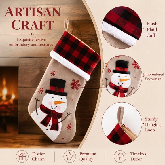 Large Christmas Stocking, 9.84 x 18.50 Inch Long Hanging Holiday ...