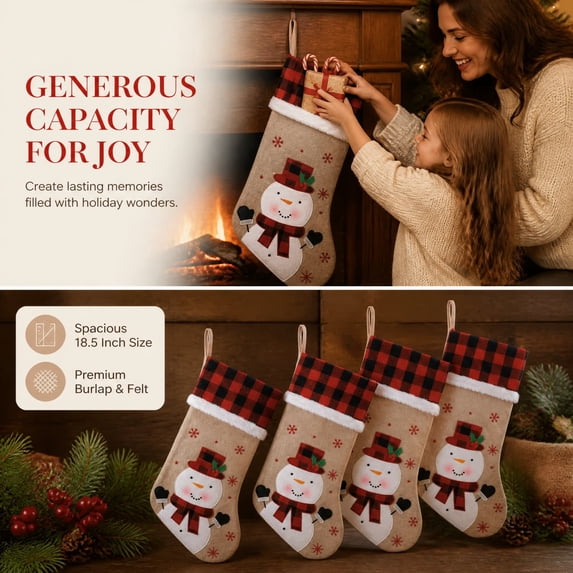 Large Christmas Stocking, 9.84 x 18.50 Inch Long Hanging Holiday ...