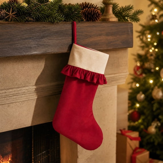 Large Christmas Stocking Non-Woven Hanging Decoration Gift Pouch for Fireplace Mantel Tree Wall Holiday Home Ornament