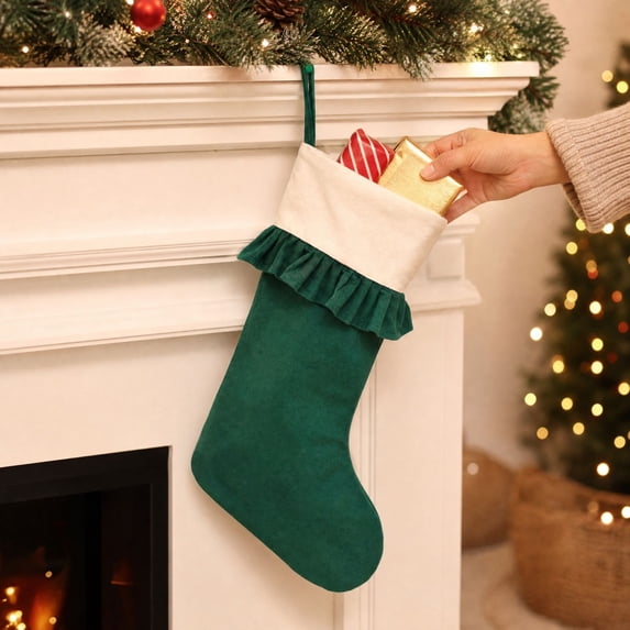 Large Christmas Stocking Non-Woven Hanging Decoration Gift Pouch for Fireplace Mantel Tree Wall Holiday Home Ornament
