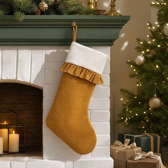 Large Christmas Stocking Non-Woven Hanging Decoration Gift Pouch for Fireplace Mantel Tree Wall Holiday Home Ornament