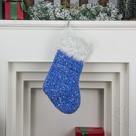 Large Christmas Stocking for Fireplace Decorations, Non-Woven Holiday Hanging Ornament with Spacious Interior for Candy, Gifts, and Snacks