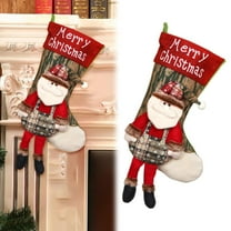 Large Christmas Stockings for Fireplace, Festive Santa Snowman Sock Gift Bag Pendants, Holiday Decor for Home Tree Party Xmas