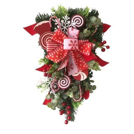 Large Christmas Swags Wreath for Front Door - Artificial Pine Branch Wreath with Red Berry Bow for Outdoor Indoor Xmas Decor, Classic Holiday Collection