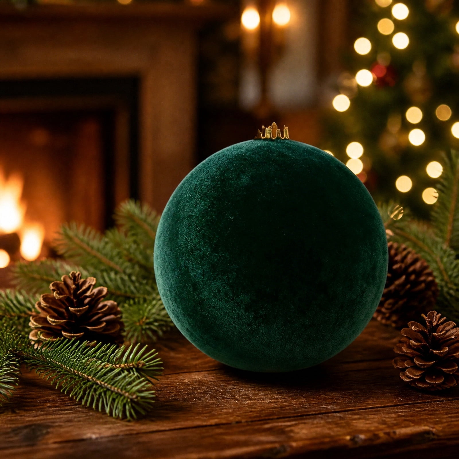 Large Christmas Tree Hanging Ball Ornament, 6 Inch Green Xmas Plastic ...