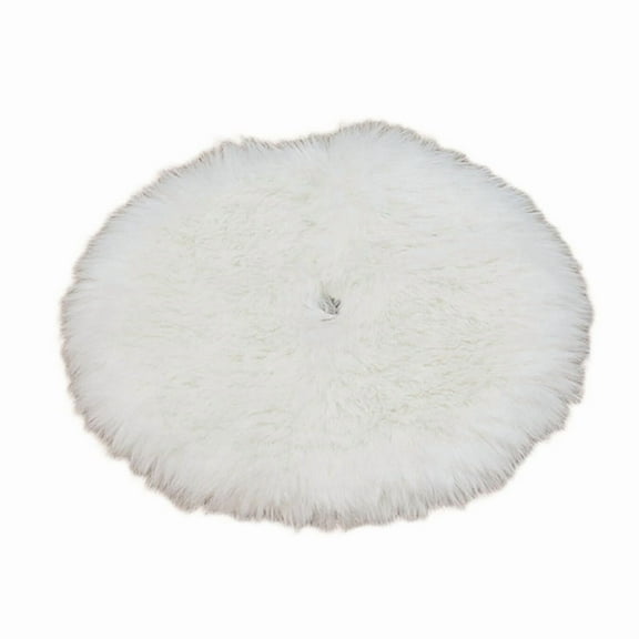 Large Christmas Tree Skirt Soft Long Pile Fabric Plush Mat for Festival Home Decoration Solid Color Tree Base Ornament