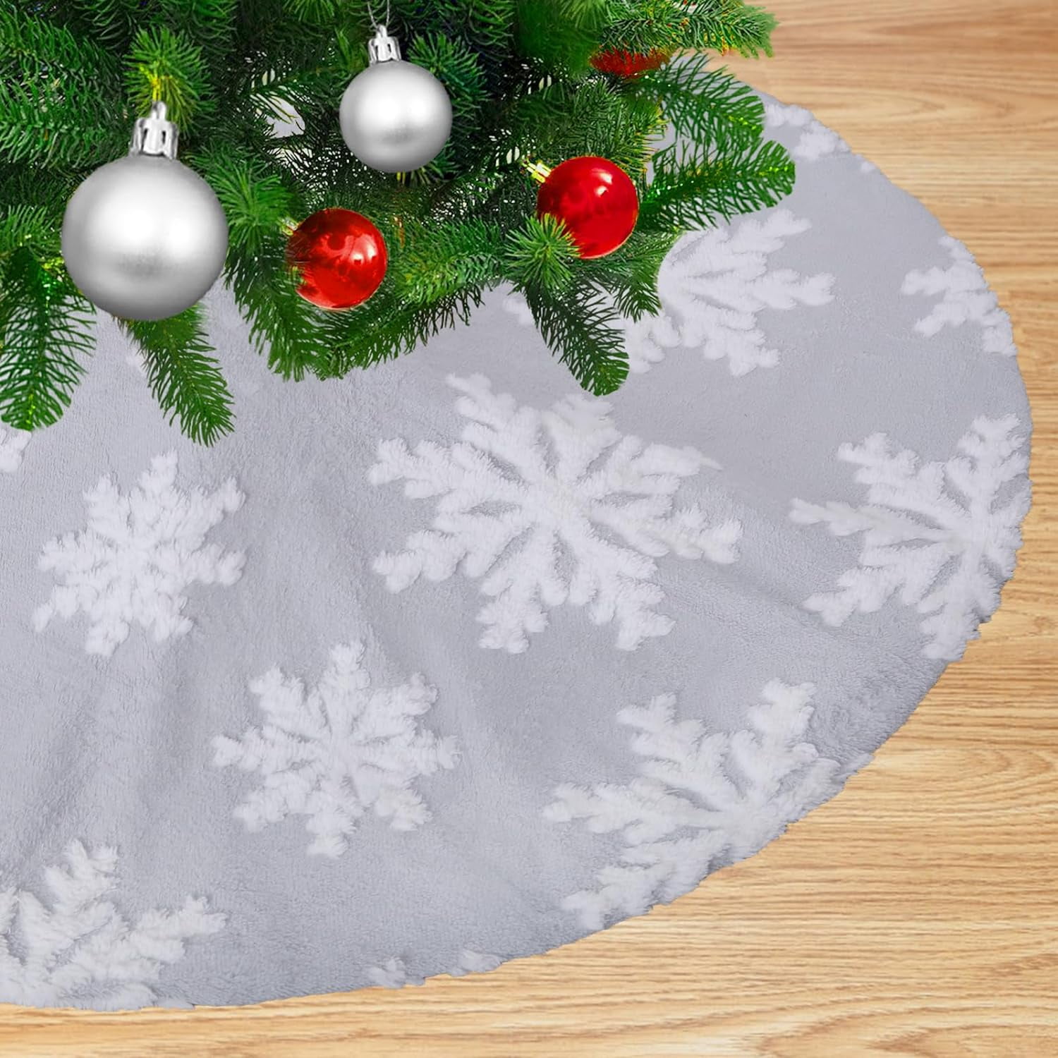 Large Christmas Tree Skirts Snowflakes Tree Skirt 48 Inch Grey White